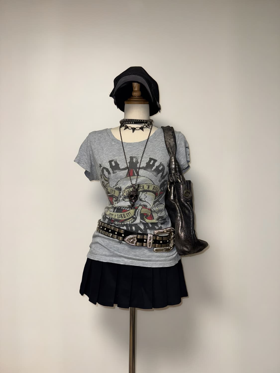 펑크 해골 그레이 탑 상품이미지1