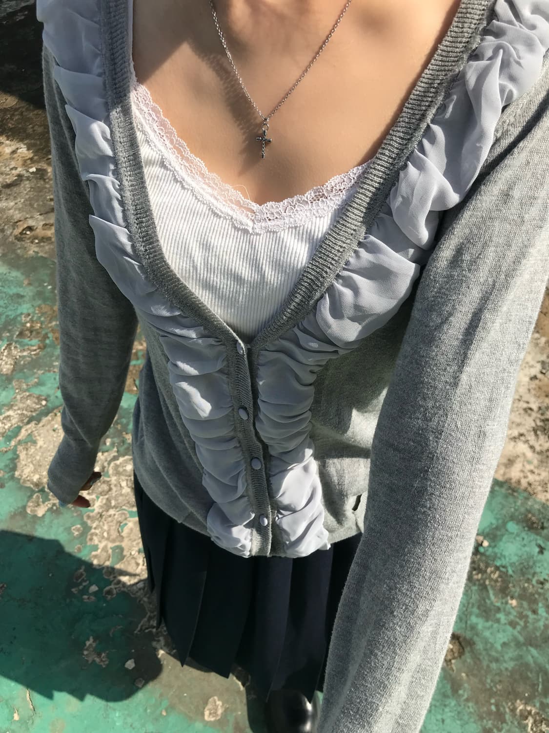 Uptight Chiffon Frill Cardigan 상품이미지2