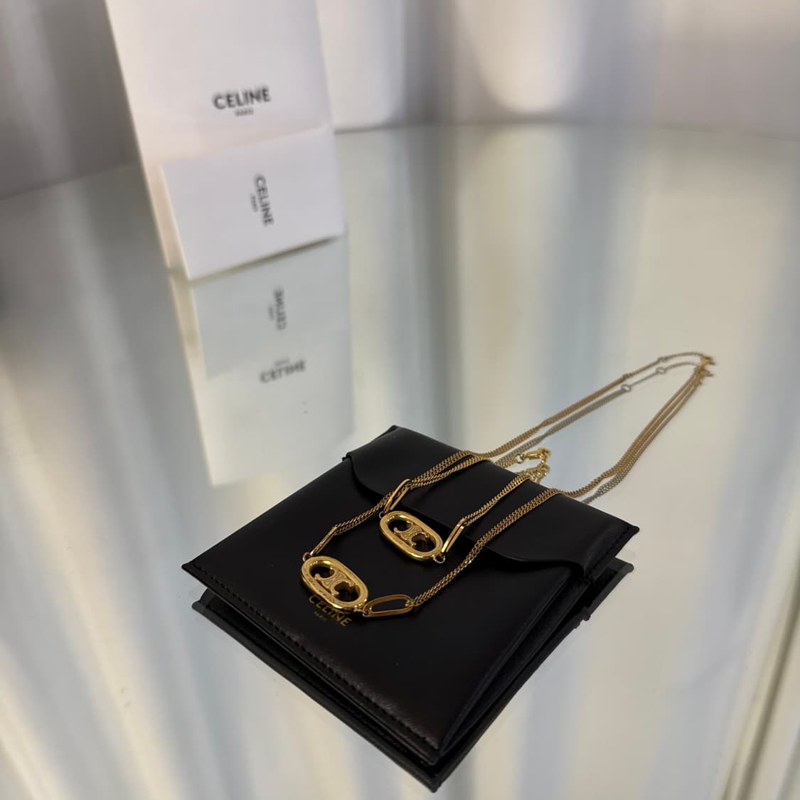 [정품] 셀린느 트리옹프 금장 목걸이 / 팔찌 세트 상품이미지4