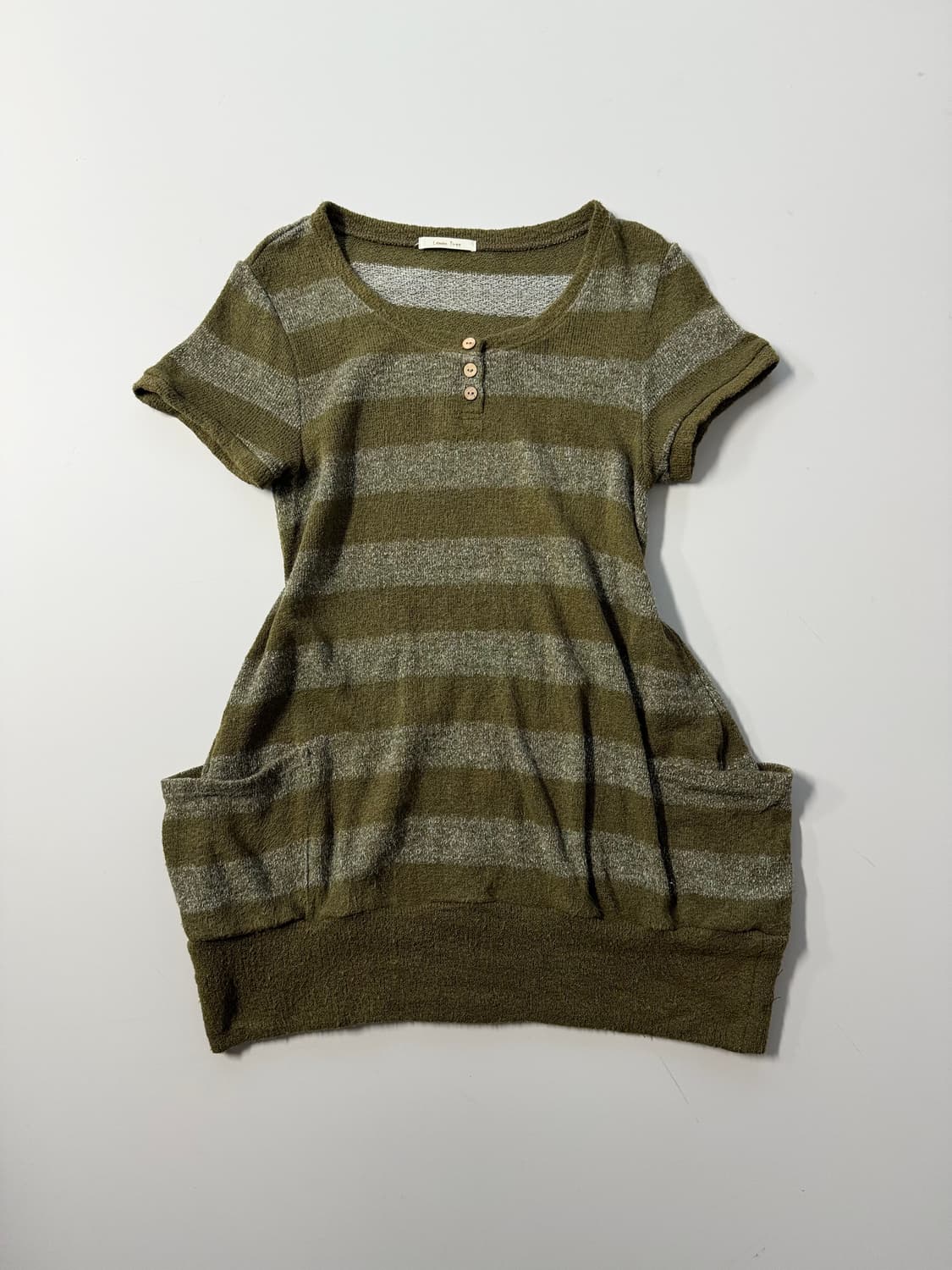 버튼 스트라이프 패턴 포켓 니트 원피스 상품이미지5