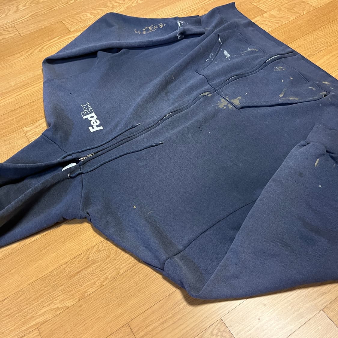 [XL] 빈티지 Fedex 썬페이드 & 더티 페인팅 네이비 후드집업 상품이미지3