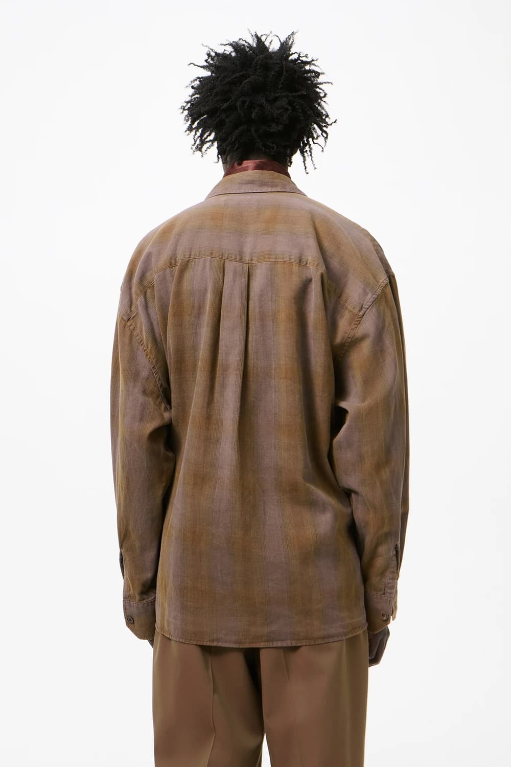 [46,48,50,52]아워레가시26ss 버로우드 체크 셔츠/브라운 상품이미지5