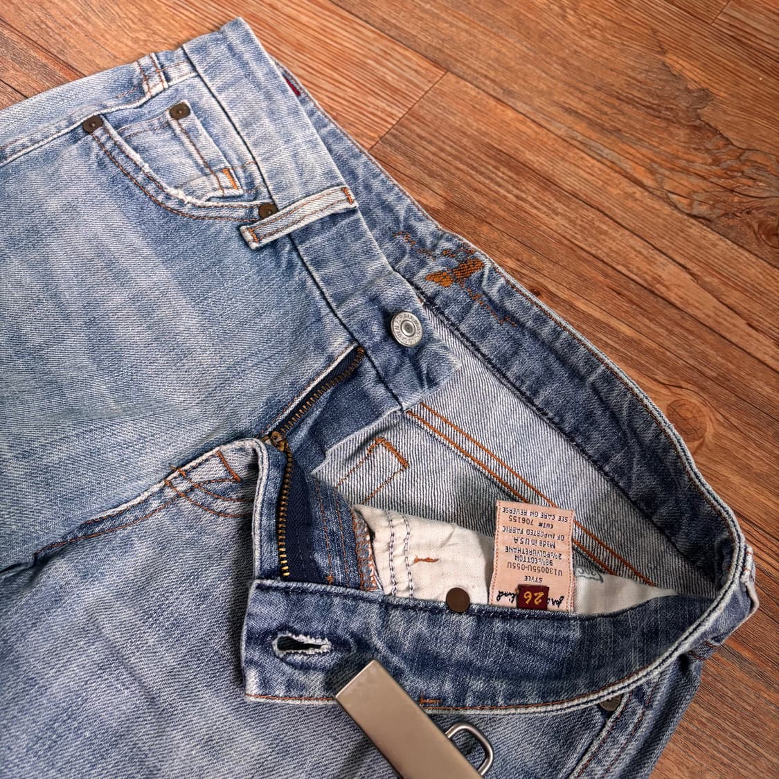 세븐진 26 부츠컷 청바지 연청 워싱 미국 수입 데님 수입 포켓 상품이미지3