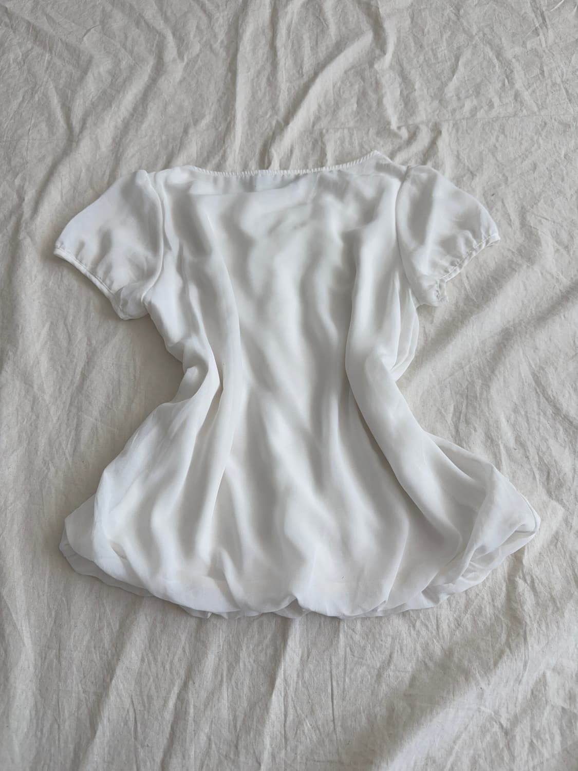 러블리 긱시크 로걀 화이트 쉬폰 블라우스 상품이미지3