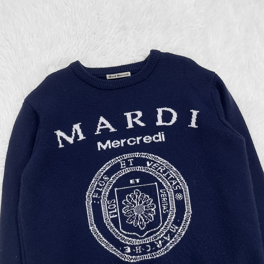 마르디메크르디 플라워 라운드 니트 네이비 상품이미지3