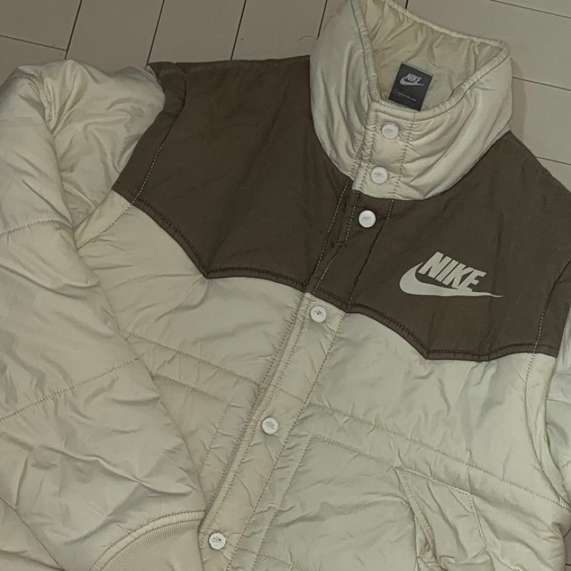 나이키 투톤 패딩 자켓 아이보리/브라운 상품이미지1