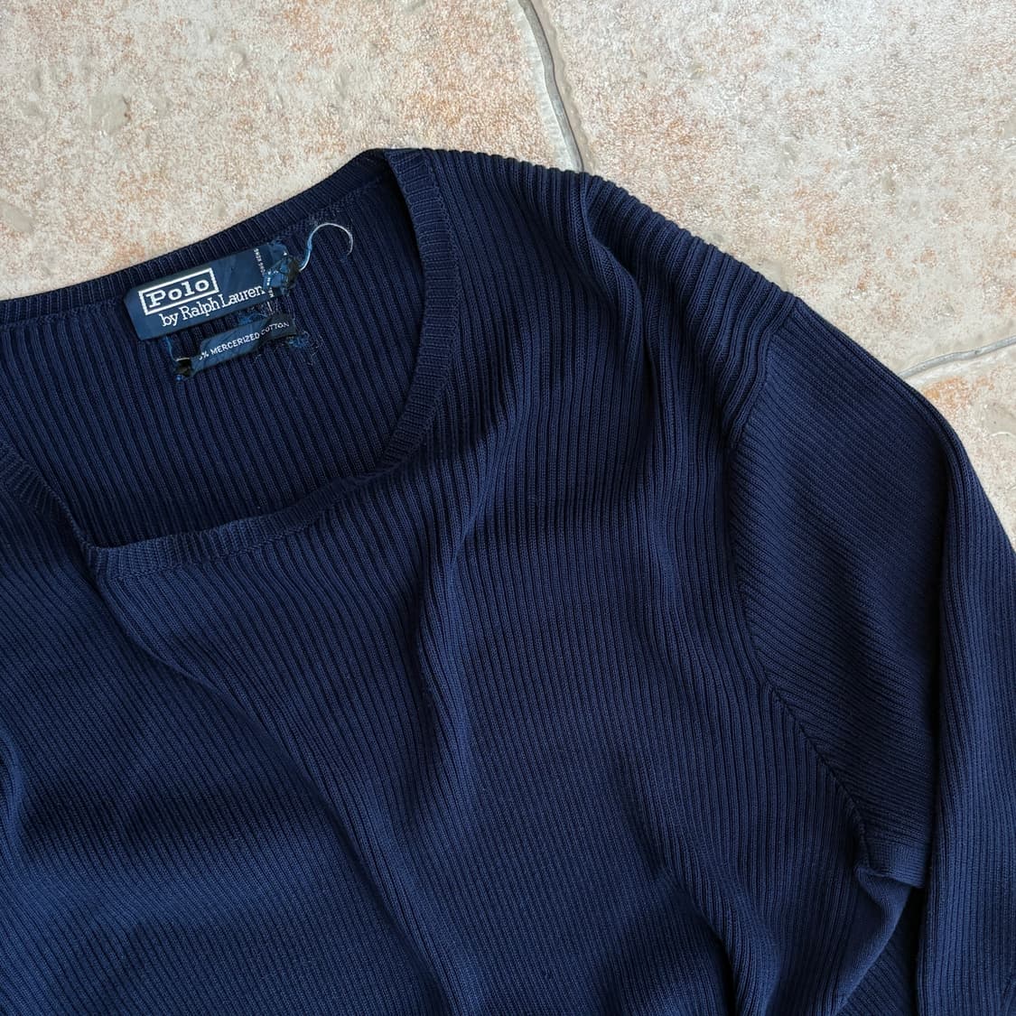 [착샷O] Polo cotton navy knit (mercerized) 상품이미지3