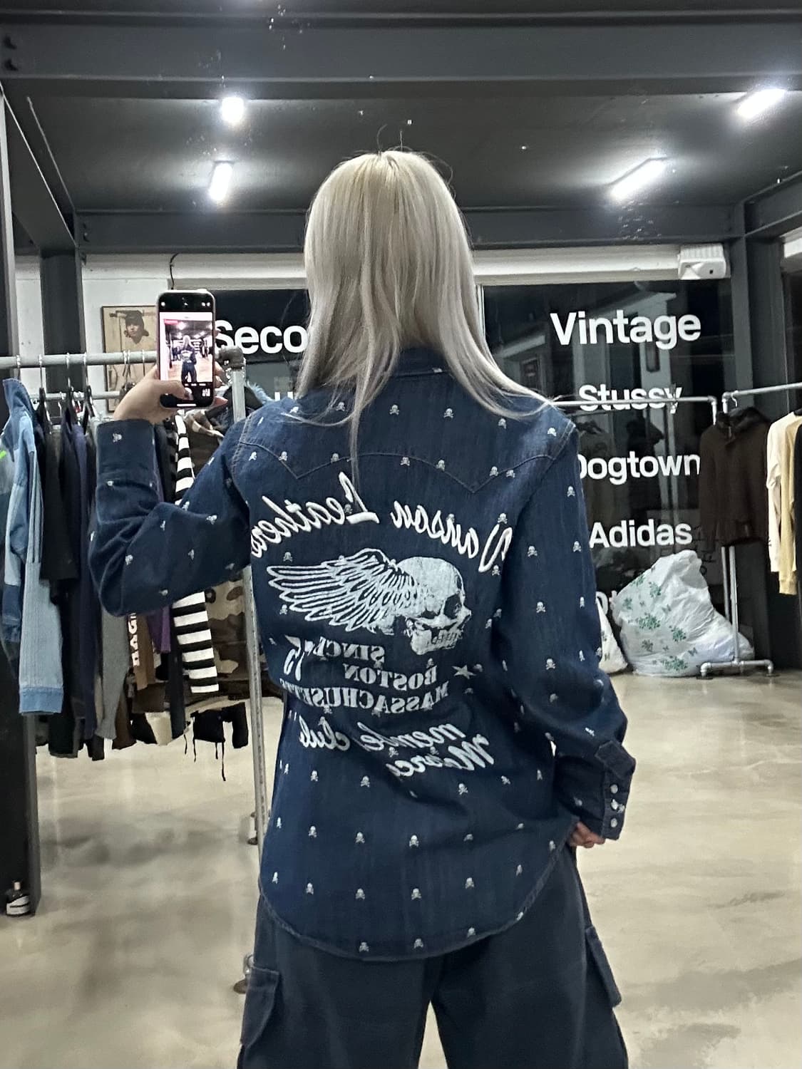 벤슨 스컬 데님 셔츠 상품이미지2