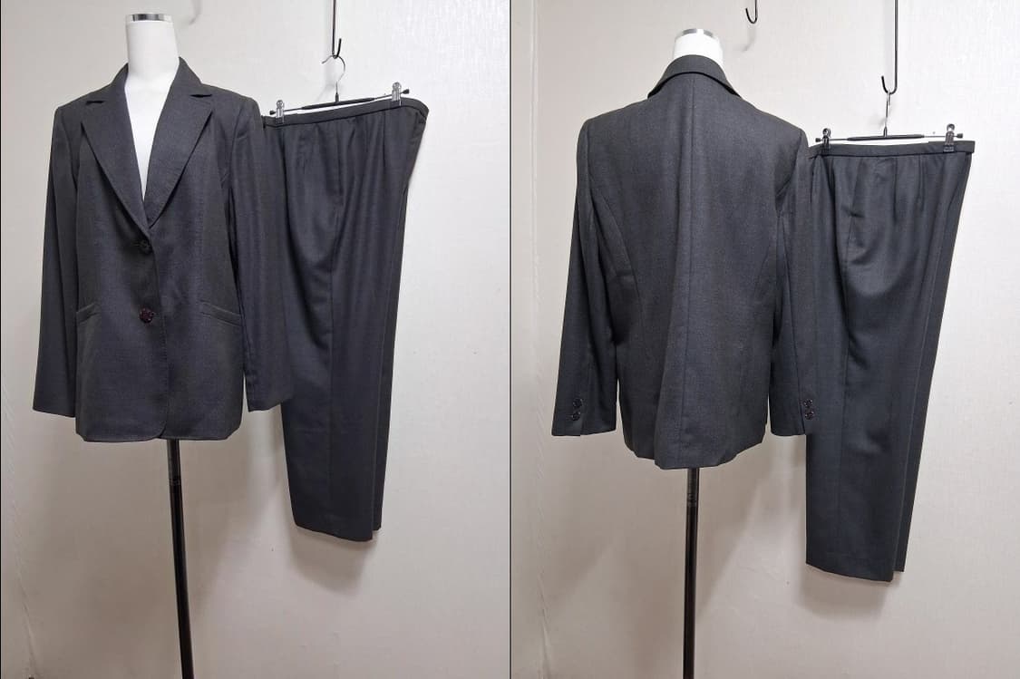 Leilian 춘추 순모울 정장 슈트 셋업 순모바지정장세트 새상품상태 L 상품이미지3