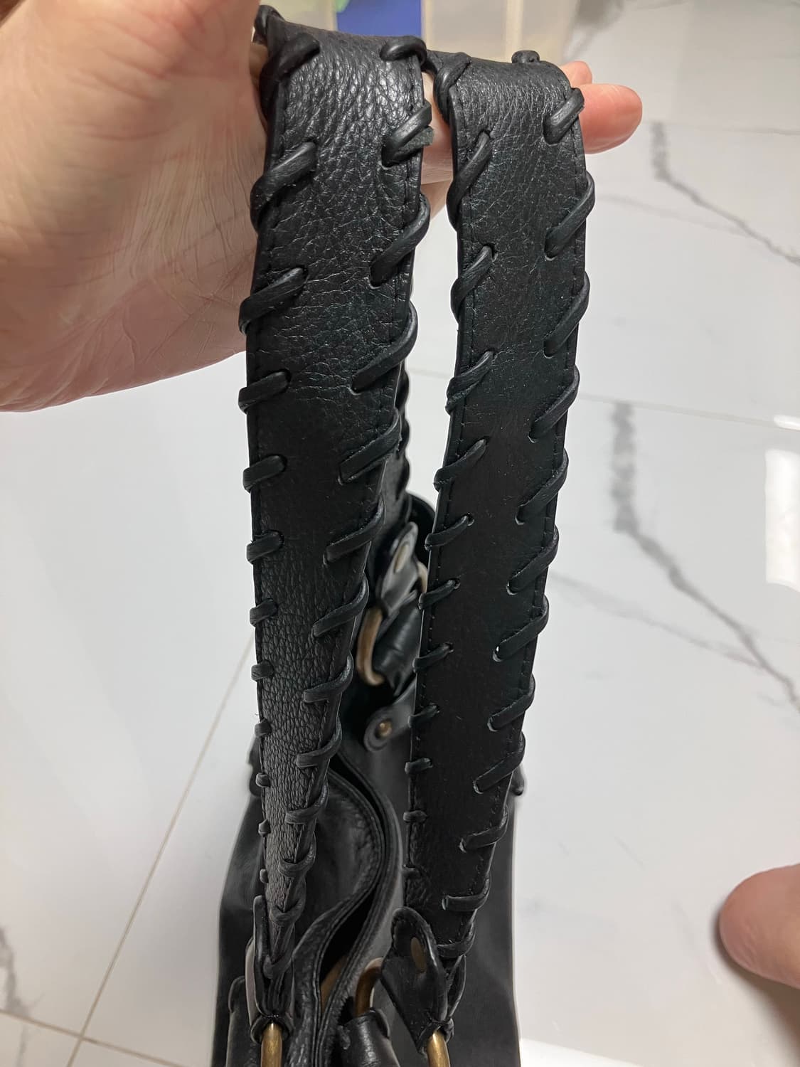 Y2K Kooba 시에나 블랙 가죽 토트백 숄더백 상품이미지5