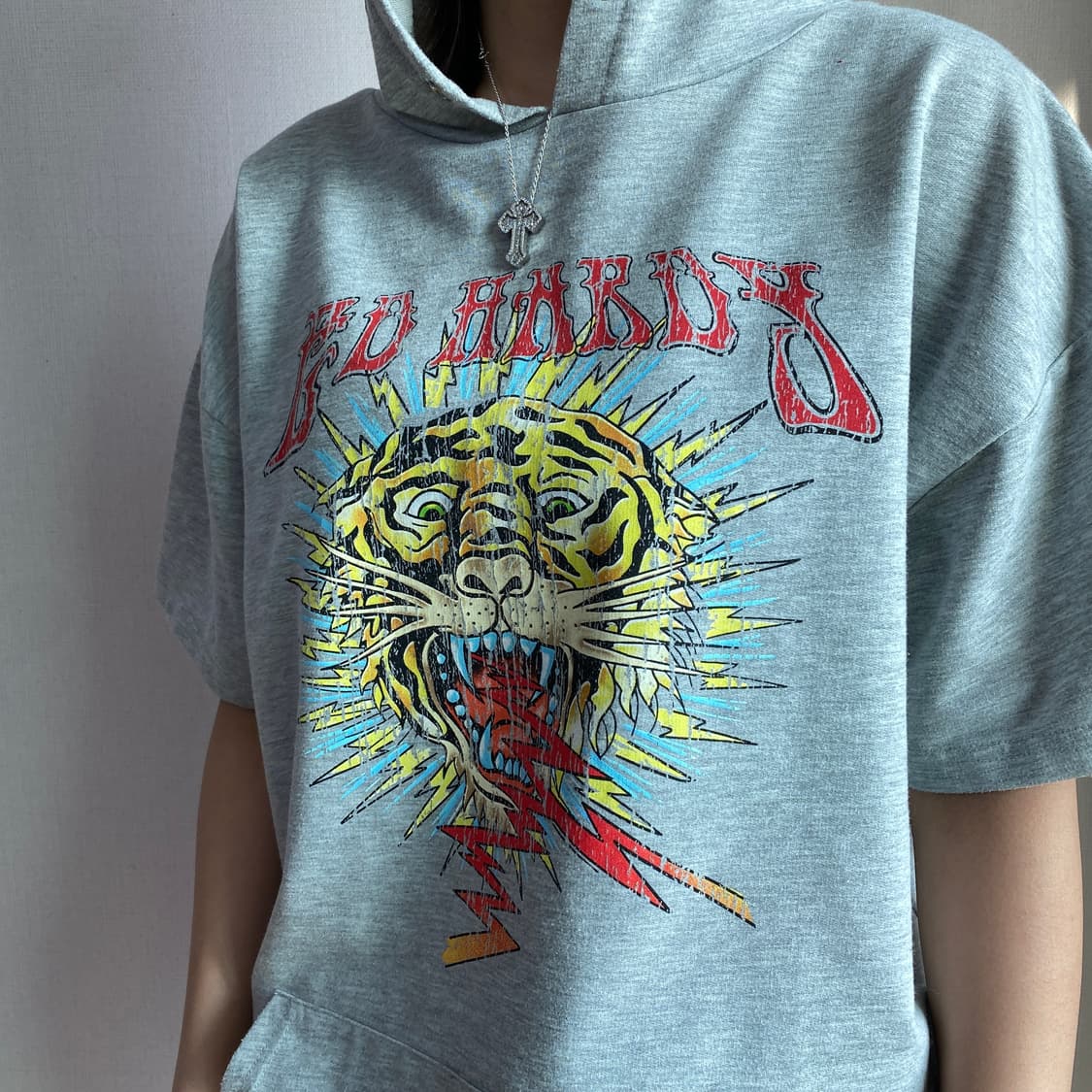 🐯 [에드하디] 빈티지 타이거 그래픽 반팔 후드티 상품이미지6