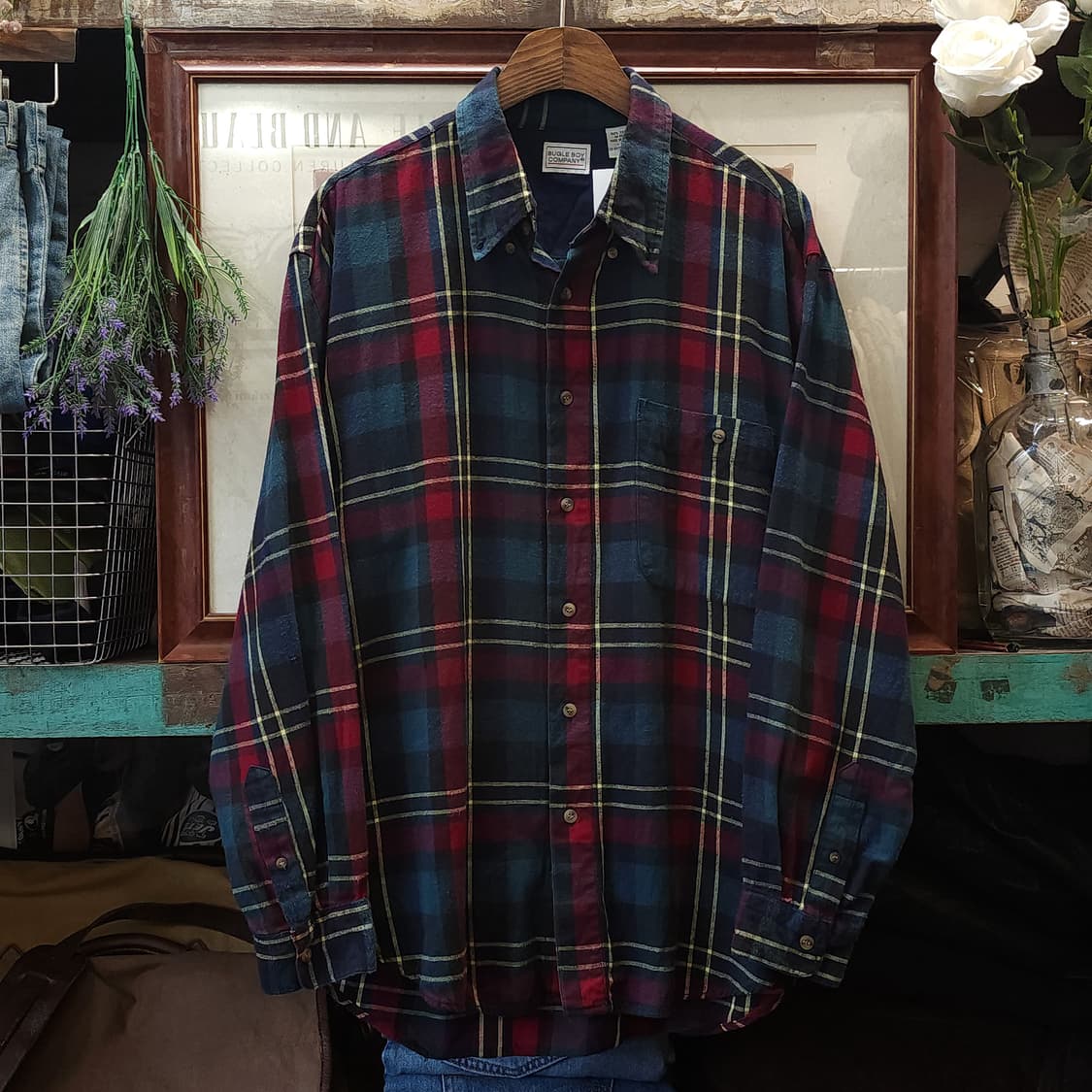 90s 아메리칸 빈티지 체크셔츠 플란넬 셔츠 워크셔츠 빅 체크 L 상품이미지1