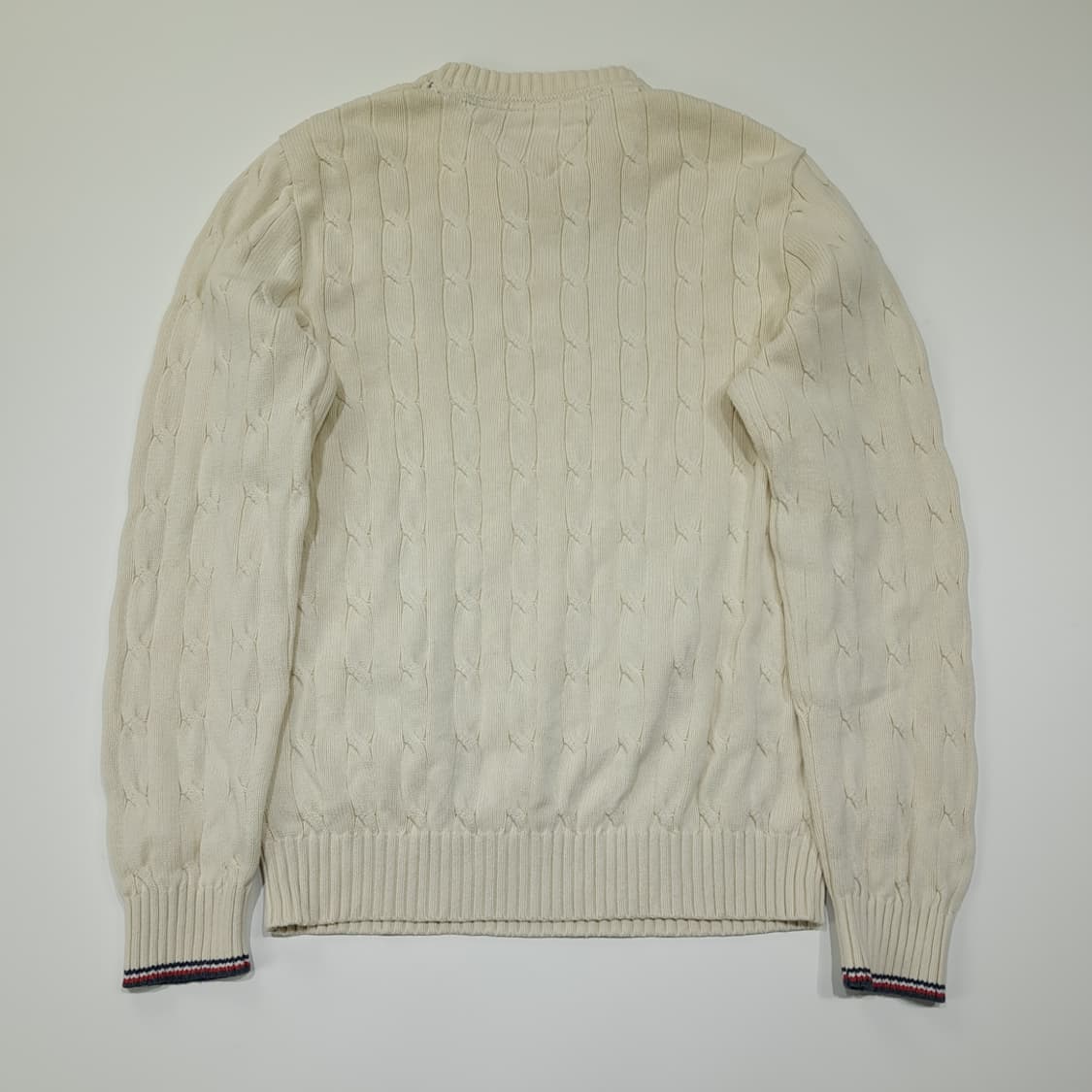 CL046 타미힐피거 코튼 삼색슬리브 아이보리 케이블 니트 스웨터 상품이미지6