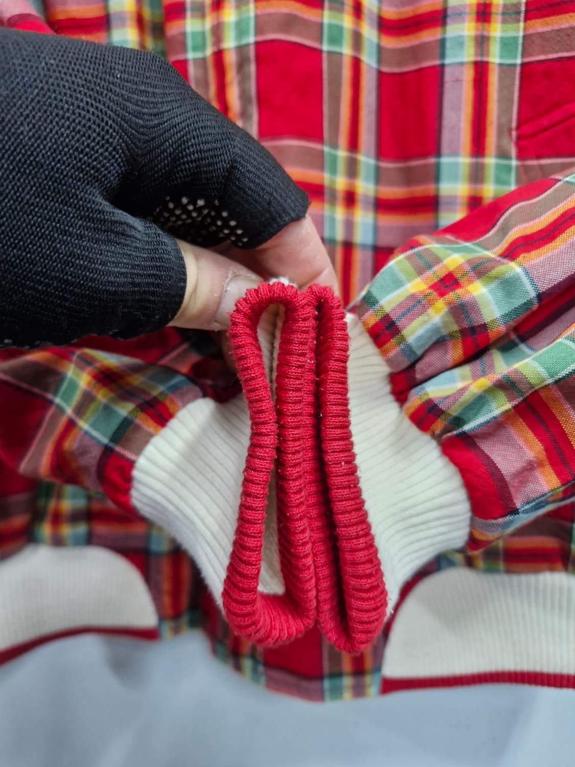 100L 라코스테 빈티지 체크패턴 양면 블루종 자켓. 상품이미지4