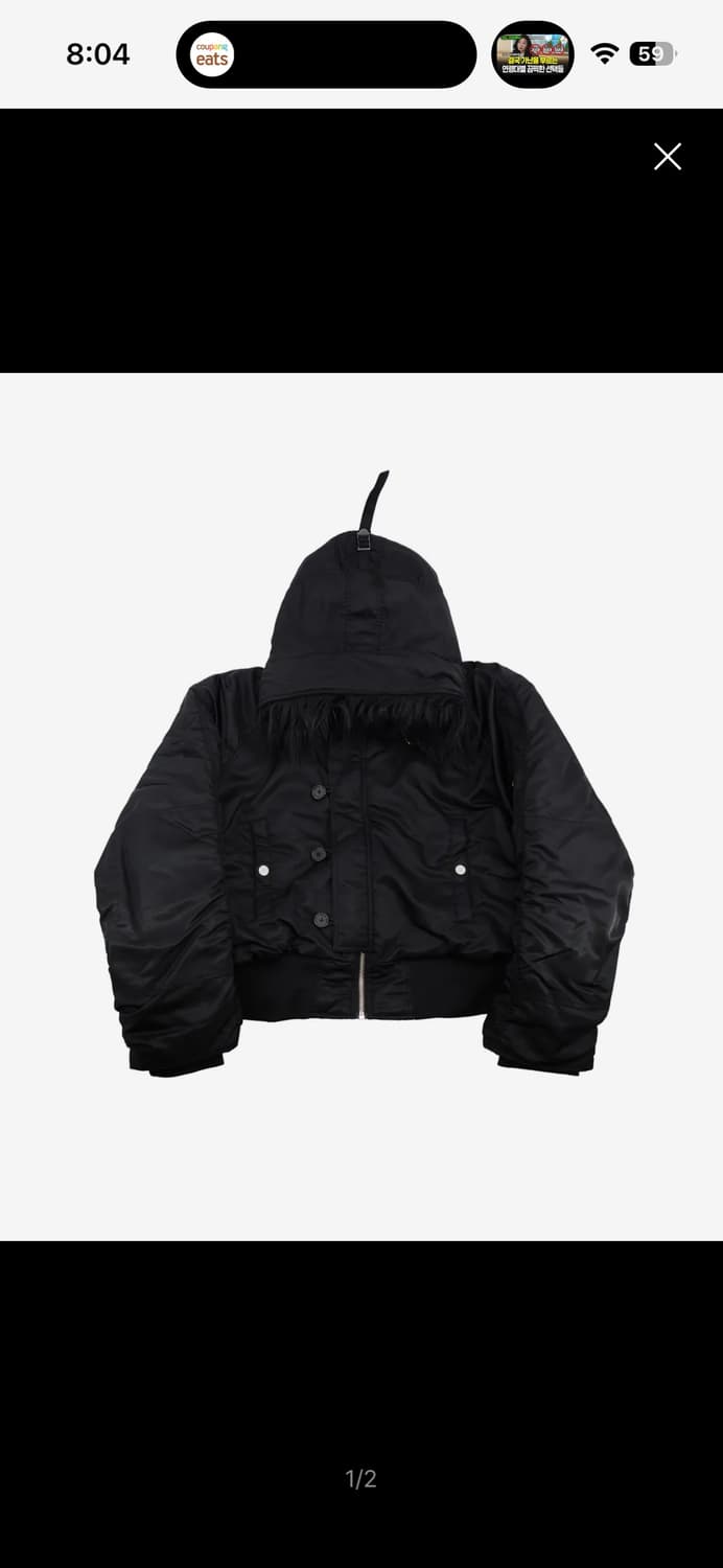 선데이오프클럽 후드 퍼 블랙 봄버 패딩 점퍼 상품이미지1