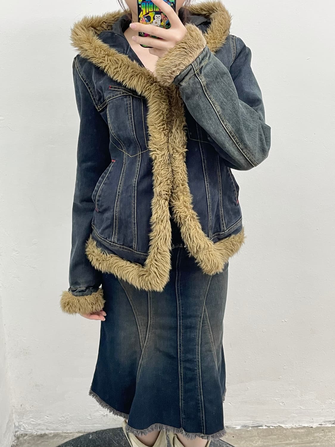 마리떼 프랑소와 저버 스티치 퍼 트리밍 데님 자켓*레어 상품이미지5