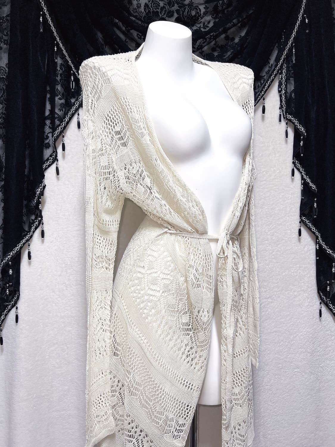 세실맥비 페어리그런지 오리엔탈 레이스 뜨개 롱가디건 로브 핀터 모리 하치 상품이미지1