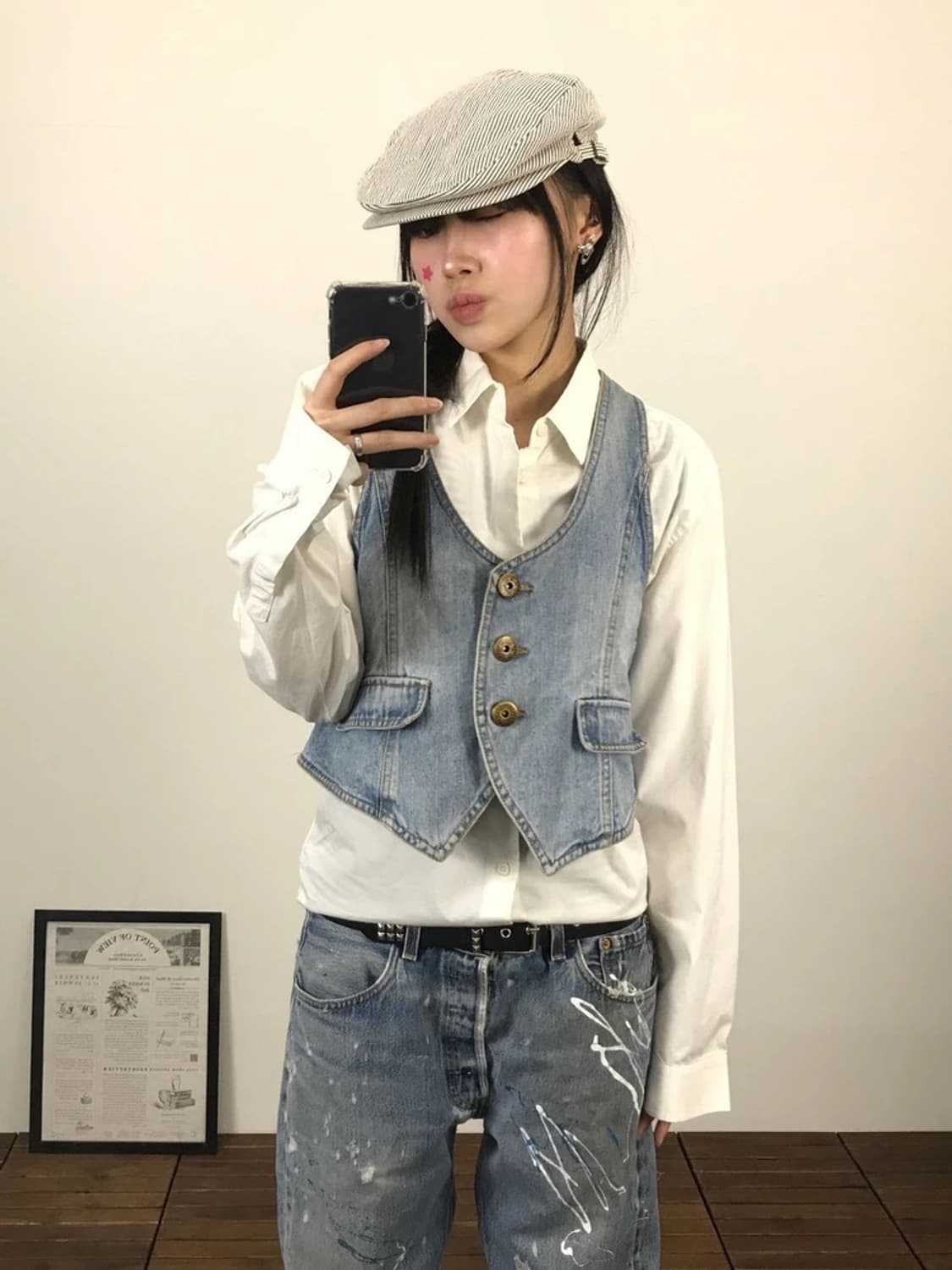 Y2K Light Wash Denim Vest 상품이미지3