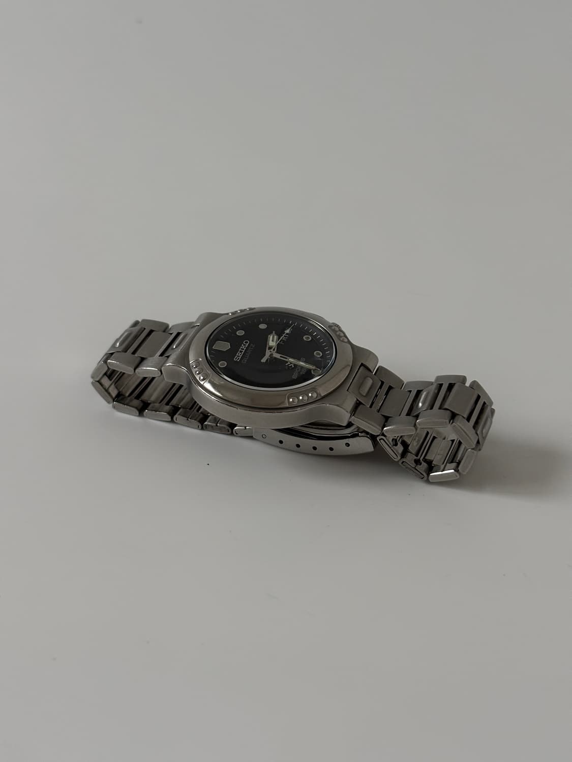 1980년대 SQ Sports 블랙 다이얼 실버 쿼츠 남성 상품이미지7