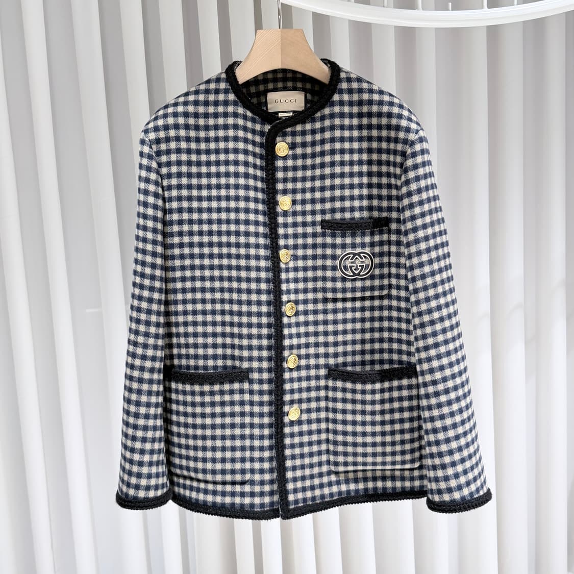 48 / 구찌 울 깅엄 자켓 인터로킹 G 베이지 자켓 상품이미지3