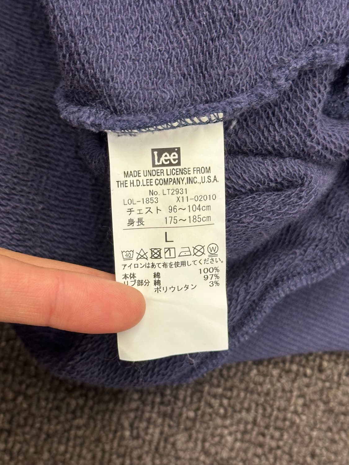 L)Lee vintage 빅로고 프린팅 퍼플 스웻셔츠 상품이미지4