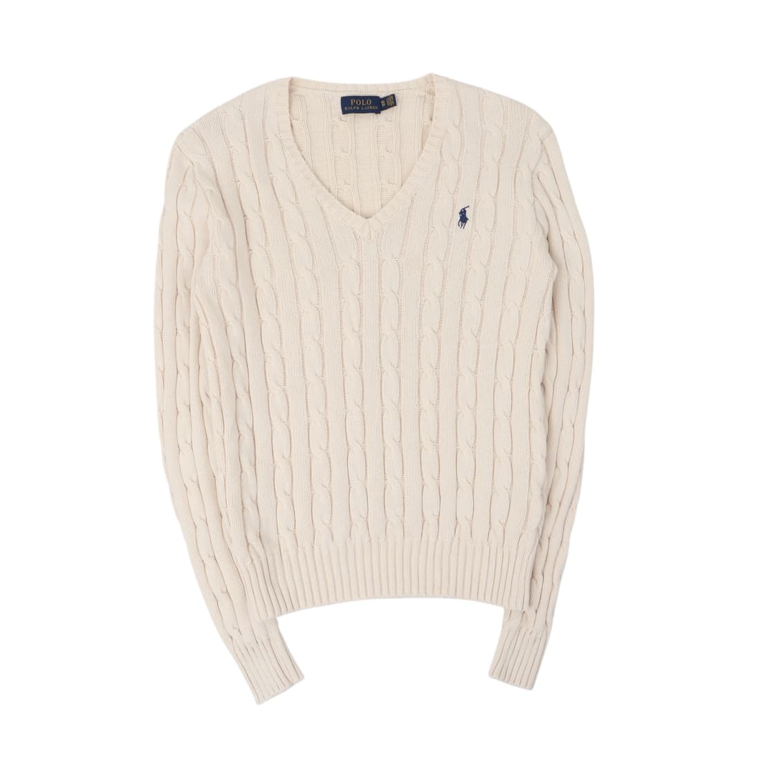 폴로 랄프로렌 아이보리 브이넥 케이블 니트 상품이미지1
