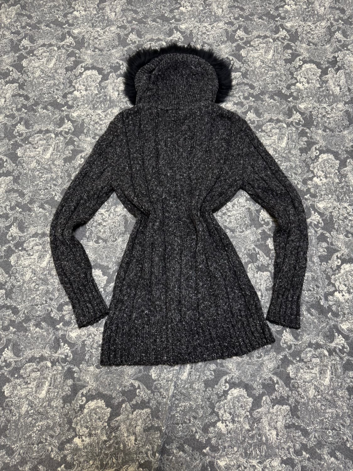 fur hood long knit zip up 상품이미지6
