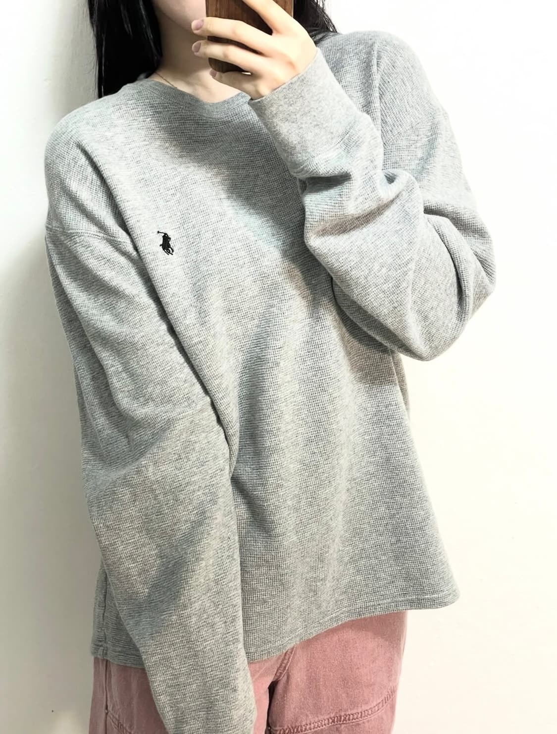 폴로 그레이 와플 니트 상품이미지1