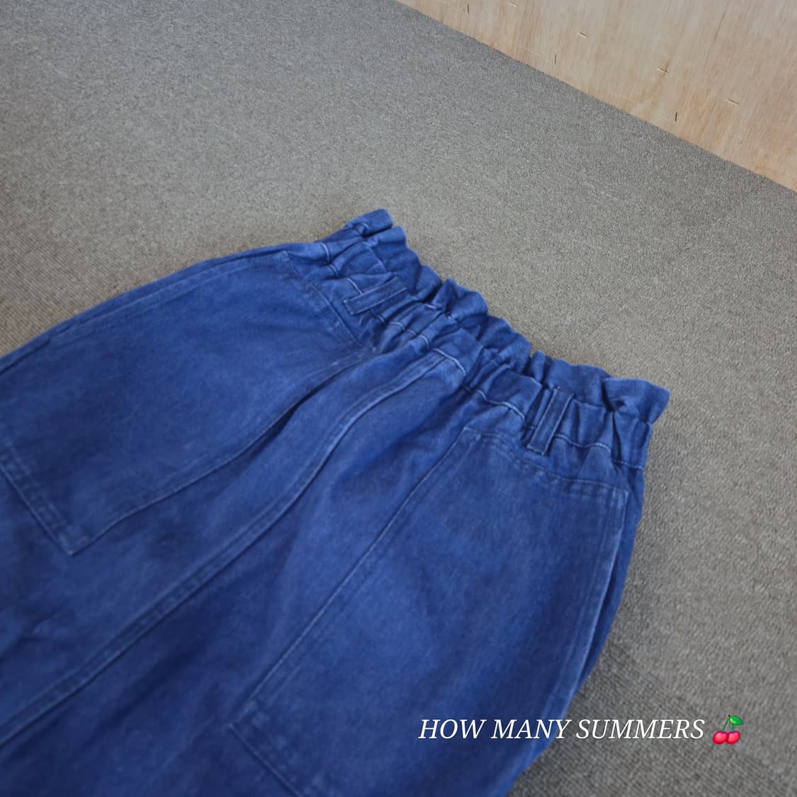 로리즈팜 밴딩 데님 롱 스커트 F 블루 코튼 빈티지 포켓 워싱 상품이미지2