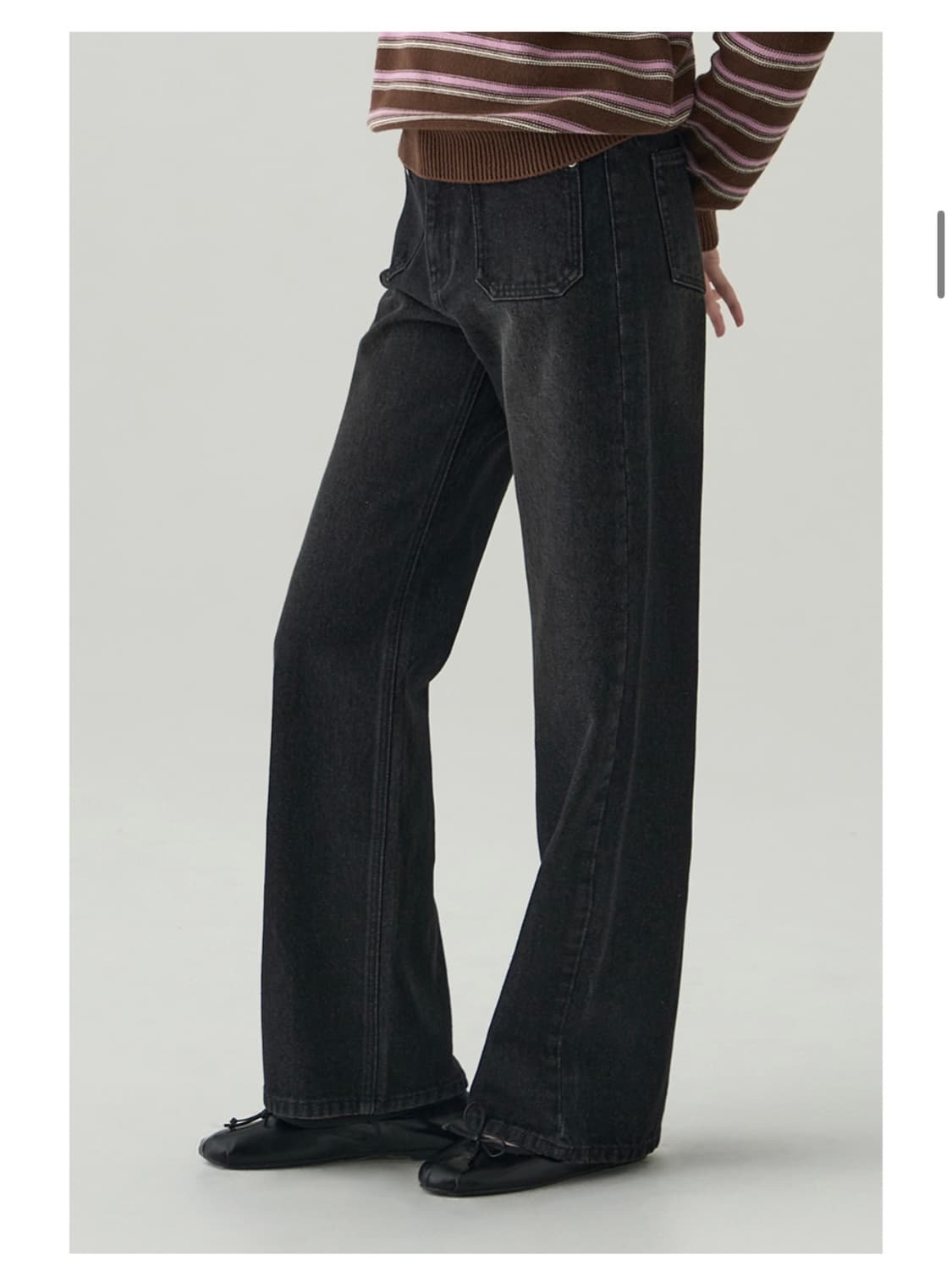 (새상품)(L)드로우핏 우먼 패치 포켓 세미 와이드 데님 팬츠 BLACK 상품이미지6