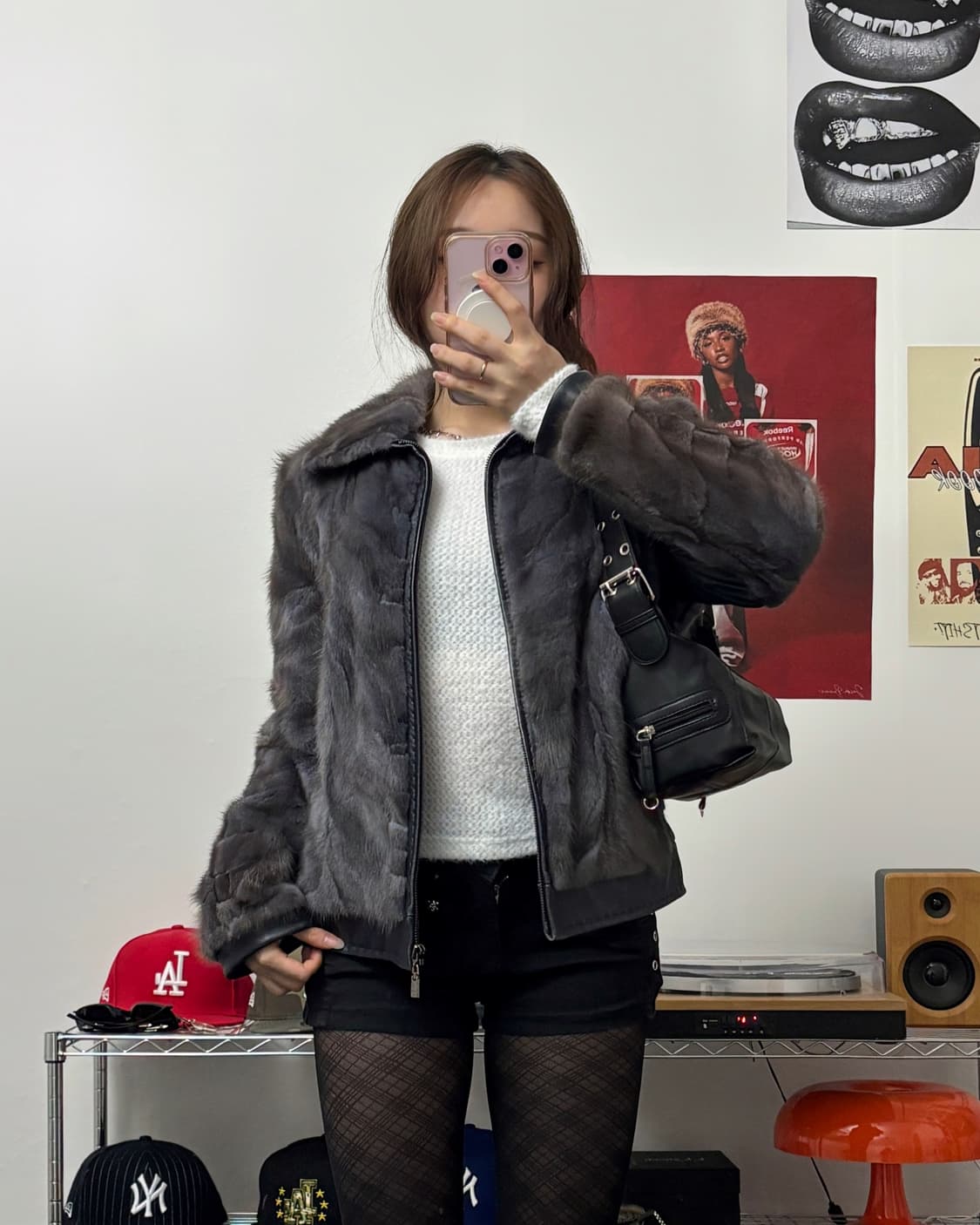 올드 빈티지 리얼 래빗 퍼 레더 자켓 상품이미지4