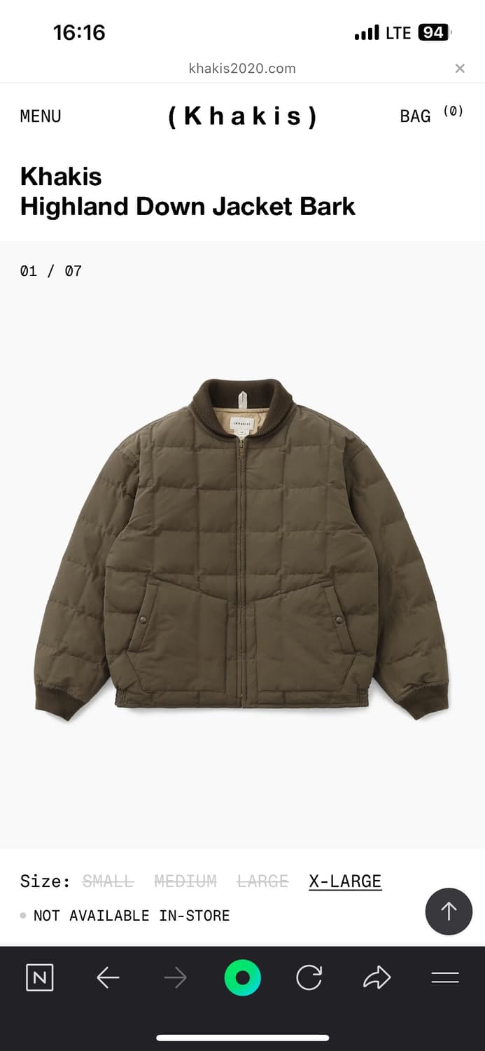 가격최종 카키스 패딩 Highland Down Jacket Bark L 상품이미지1