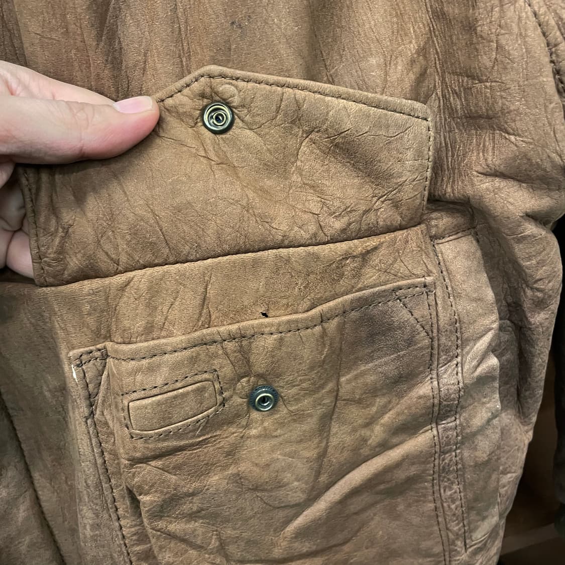 90s 글로벌 아이덴티티 레더 가죽 봄버 자켓 상품이미지4