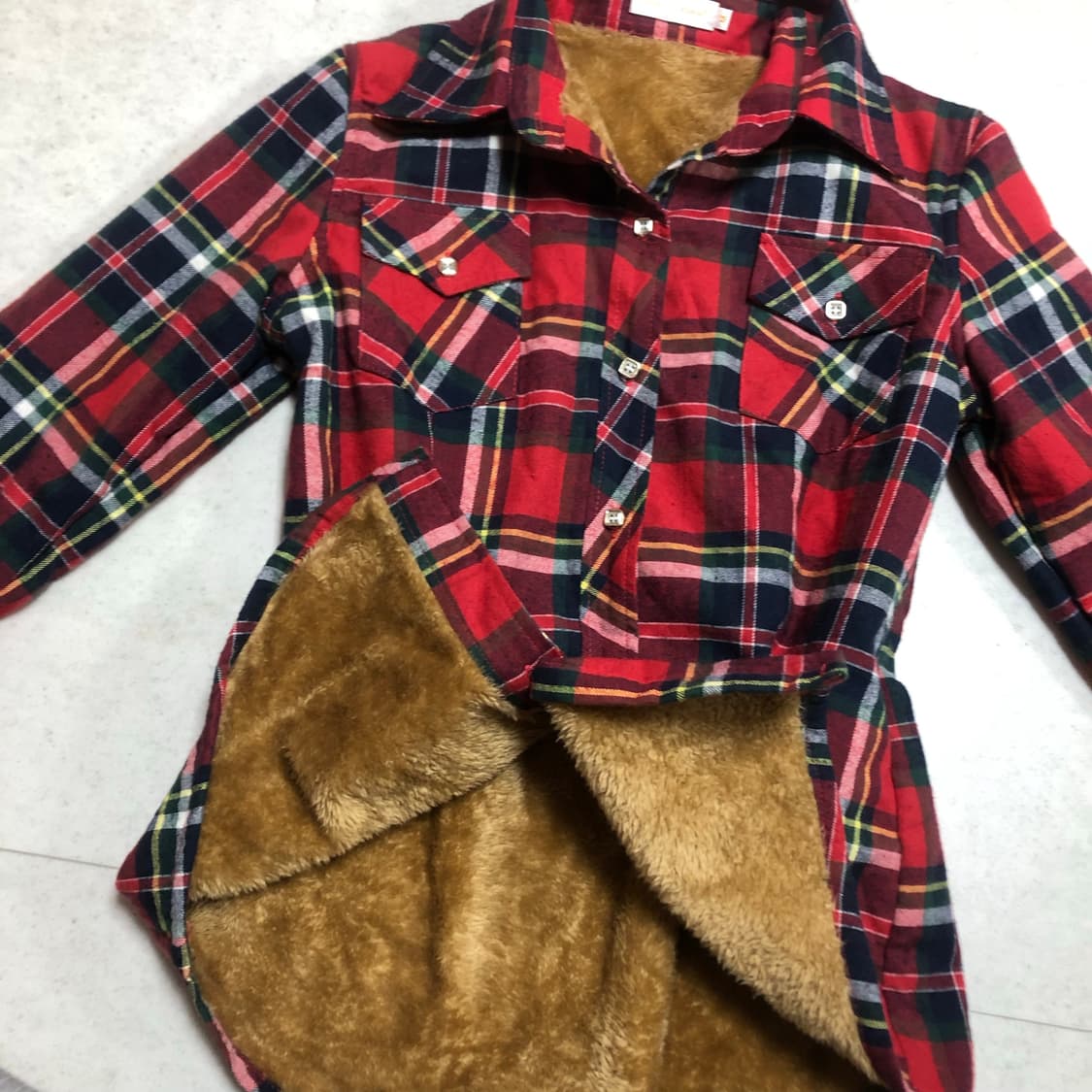 빈티지 레드 체크 퍼 안감 셔츠 상품이미지4