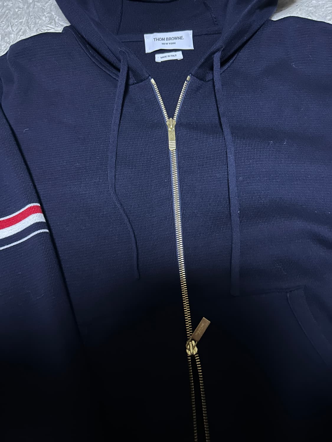 [3, 새상품급] 톰브라운 밀라노스티치 니트 집업 네이비 상품이미지3