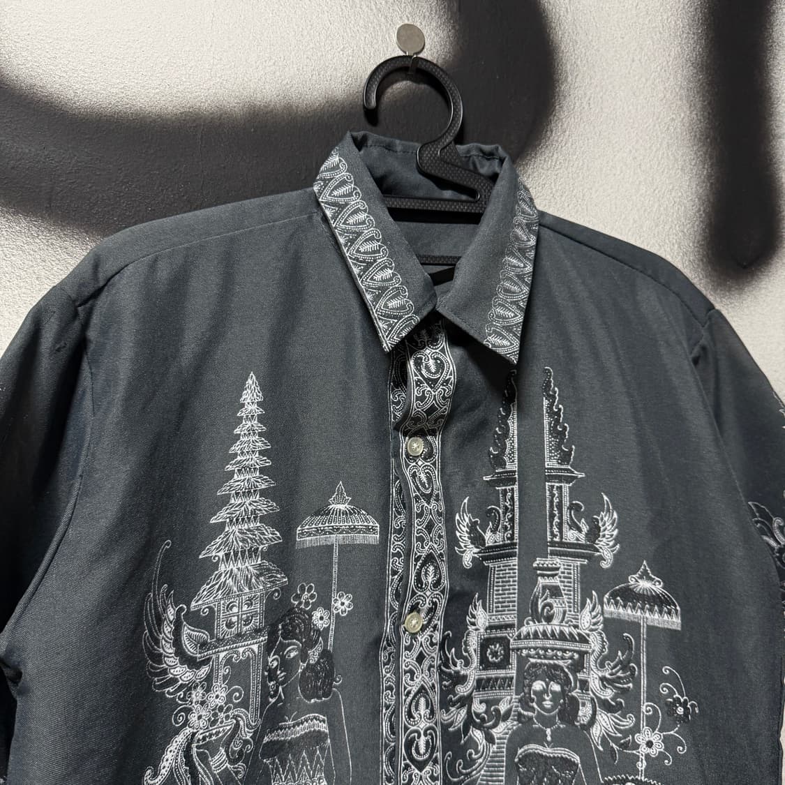 VTG 빈티지 동양풍 오리엔탈 폴리 반팔 셔츠 상품이미지3