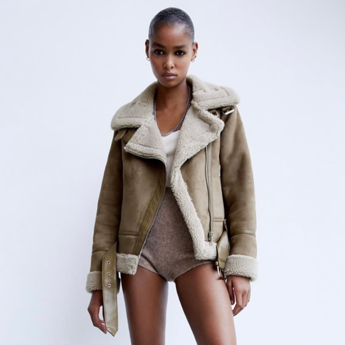 (새상품) 자라 스웨이드 무스탕 자켓 모카 브라운 L 상품이미지1