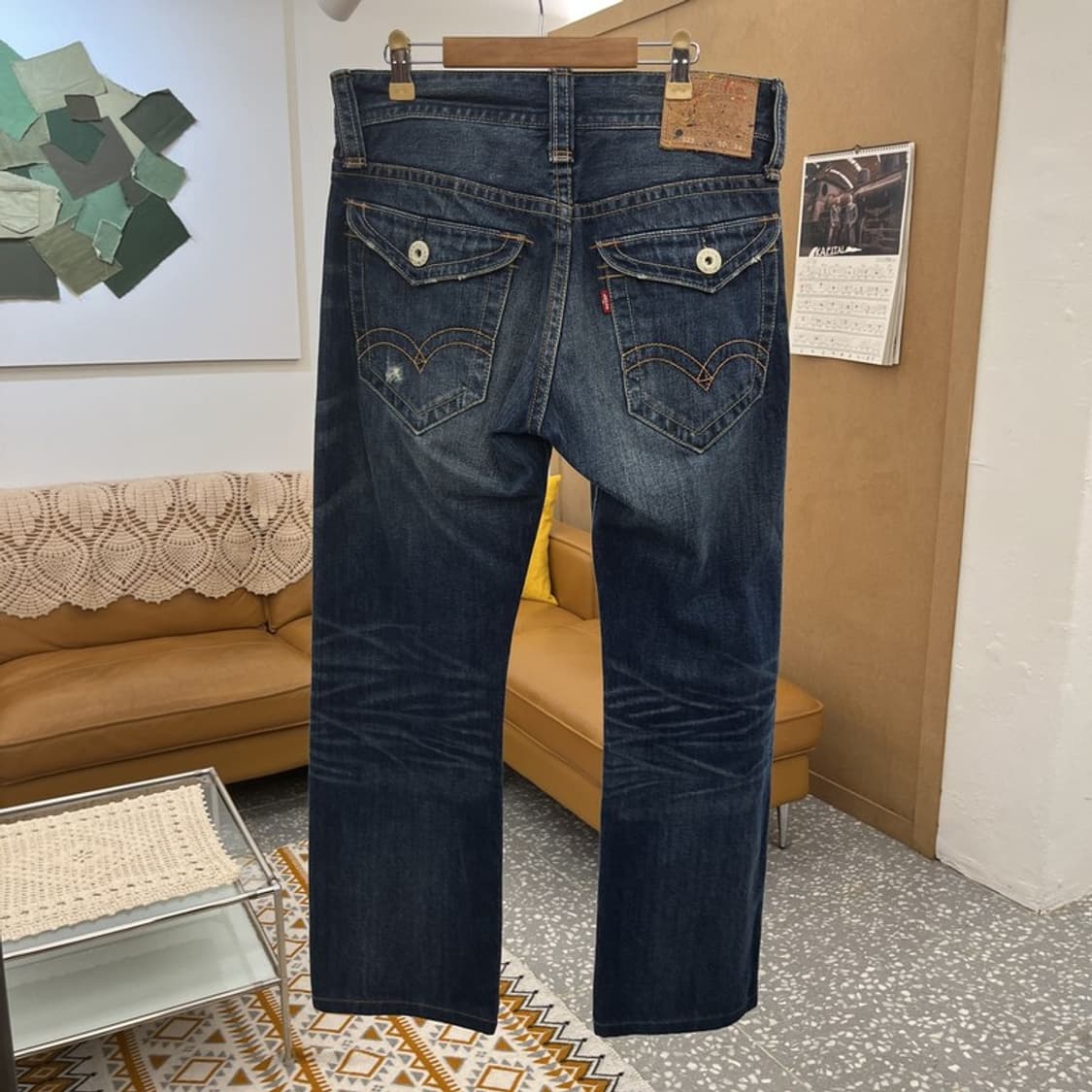 리바이스 523 키치 페인팅 패치 데미지 데님팬츠 32인치 C10528 상품이미지4