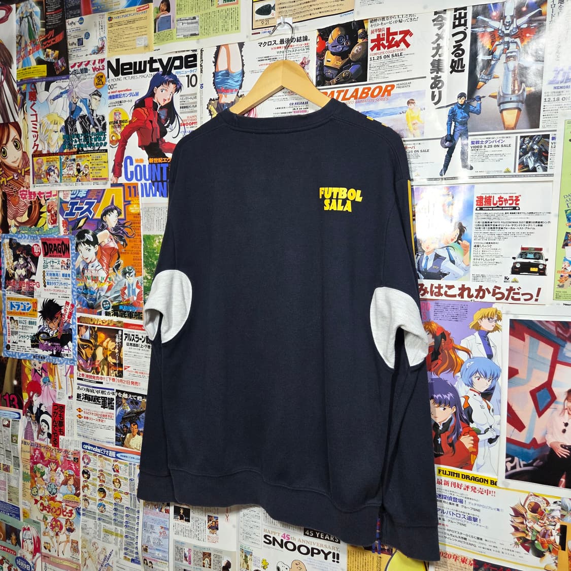 JPN 아디다스 올드스쿨 네이비 옐로우 프린팅 맨투맨 상품이미지5