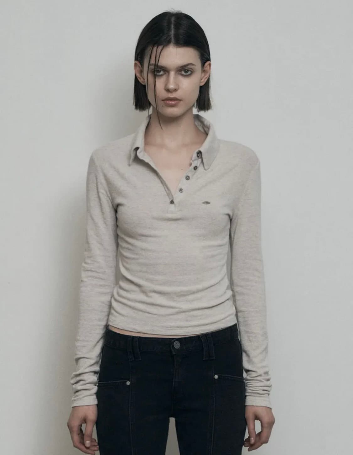 보헤미안서울 soft half collar shirt, oatmeal 상품이미지1