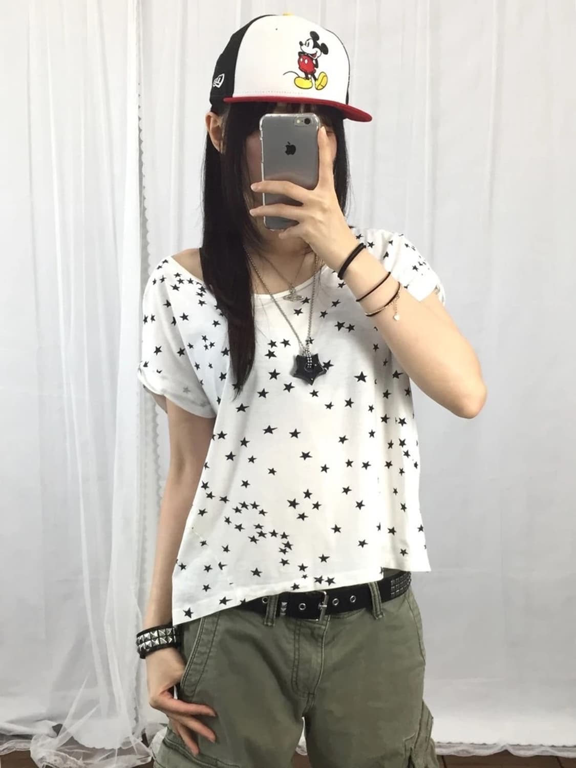 Zara W&B Star Pattern Crop Tee 상품이미지1