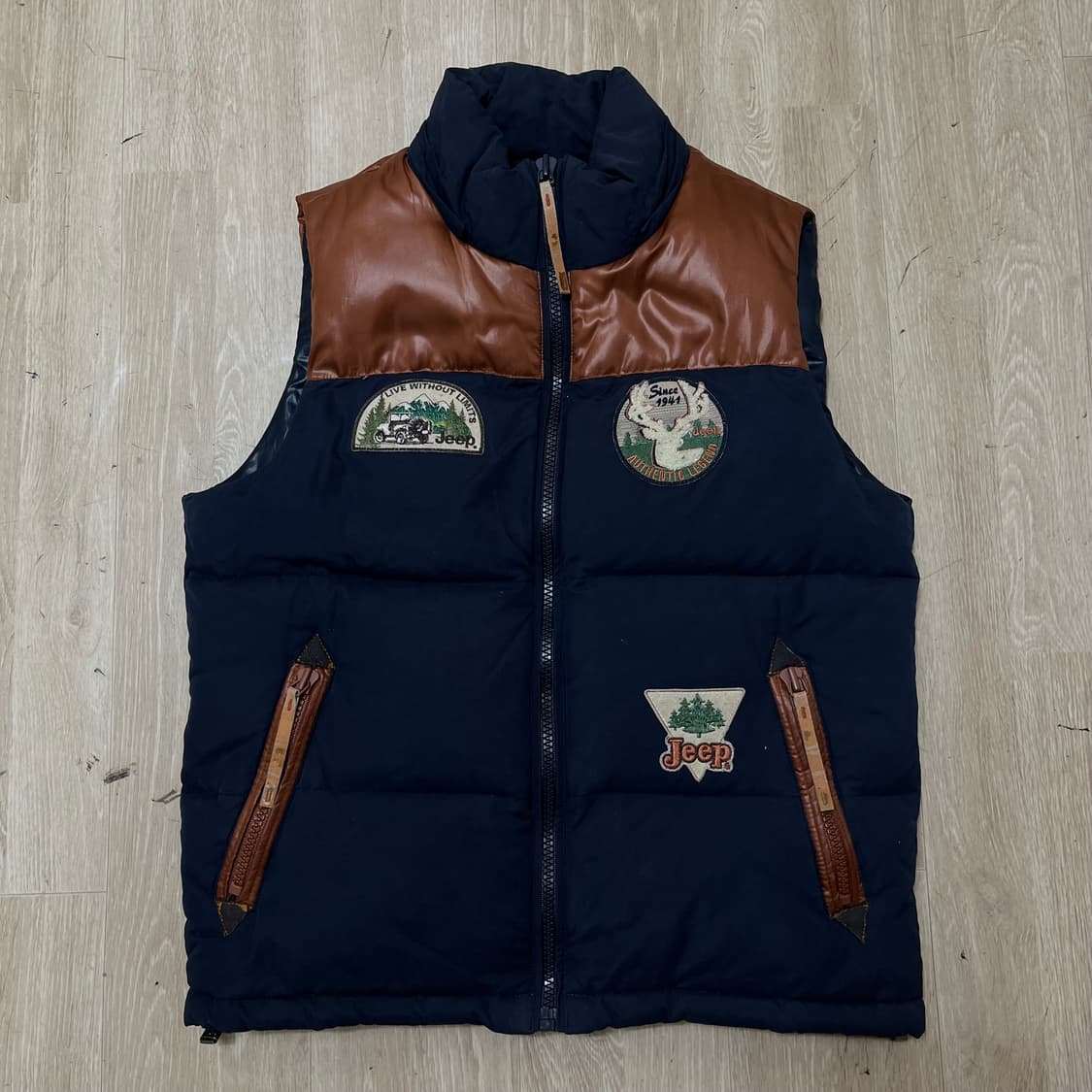 지프 Jeep 빈티지 패치 패딩 조끼 L(100) 상품이미지1