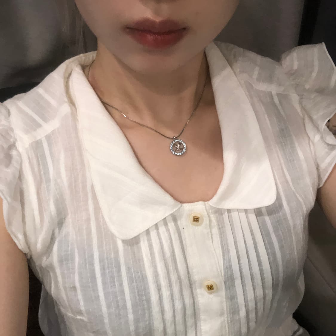 courreges 꾸레쥬 블루 큐빅 목걸이 상품이미지4