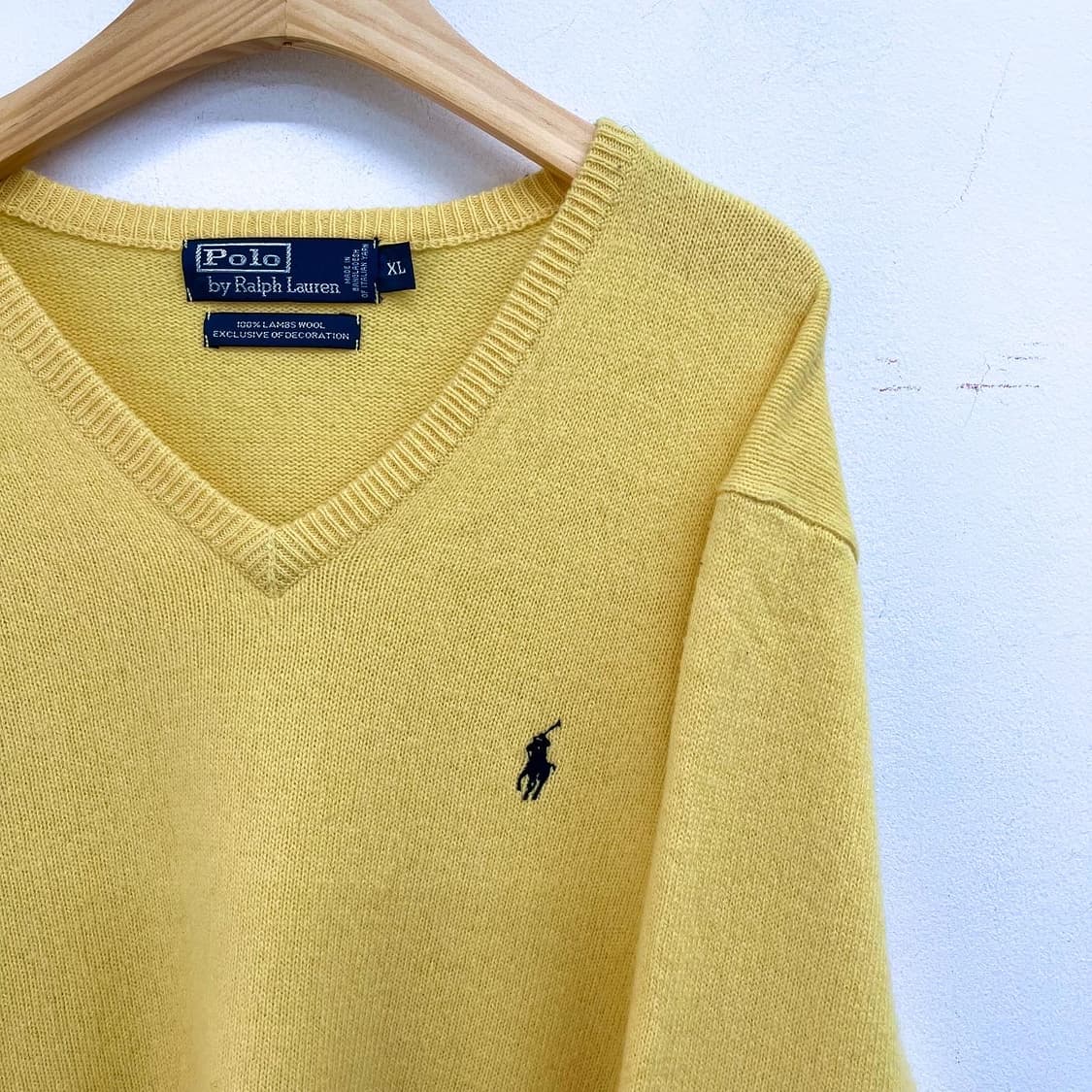 폴로 랄프로렌 기본 포 옐로우 브이넥 울 니트  상품이미지4