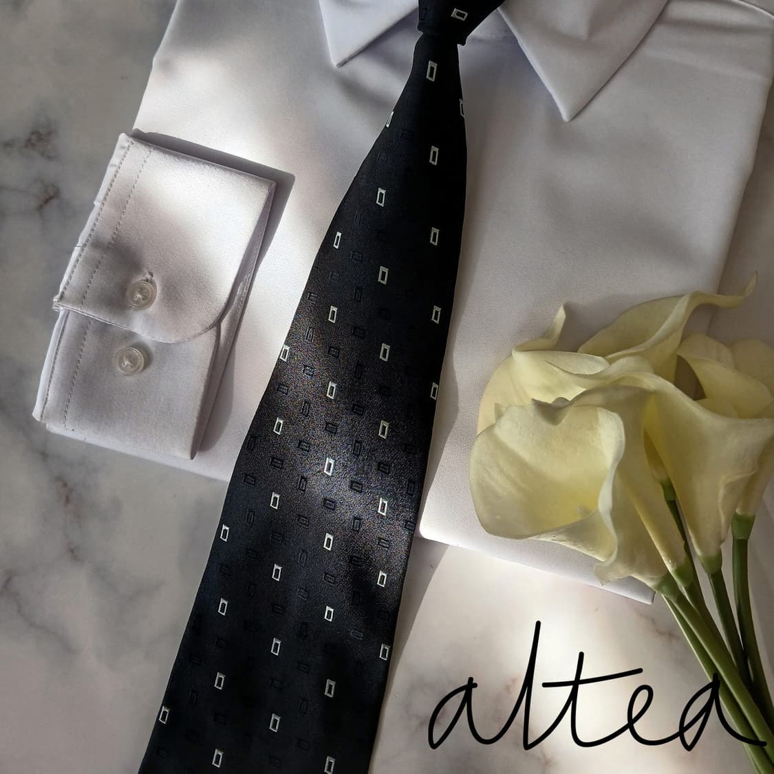알테아 실크 블랙 마이크로 자카드 넥타이 9.4cm A+등급 A19164 상품이미지1