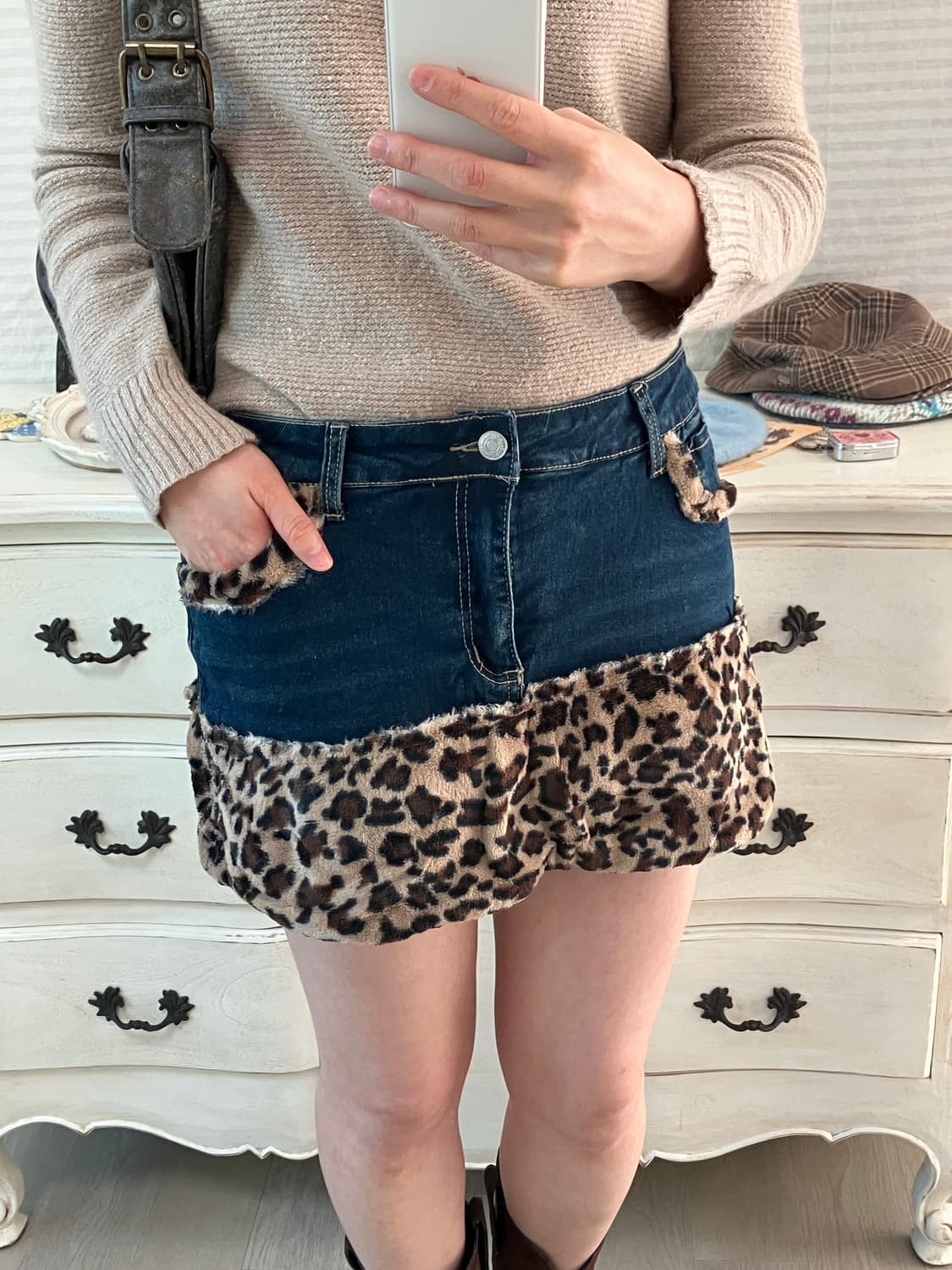 jpn vintage 데님 호피 미니스커트 y2k 스트릿 갸루 펑키 상품이미지4