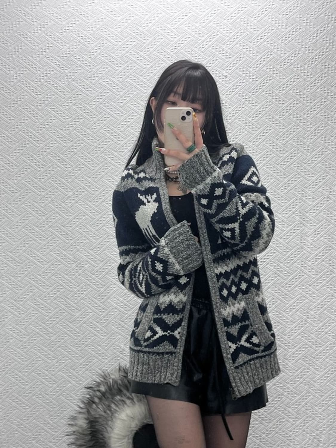 아베크롬비 하이넥 폭닥 노르딕 코위찬 울 집업 가디건 XL C09473 상품이미지1