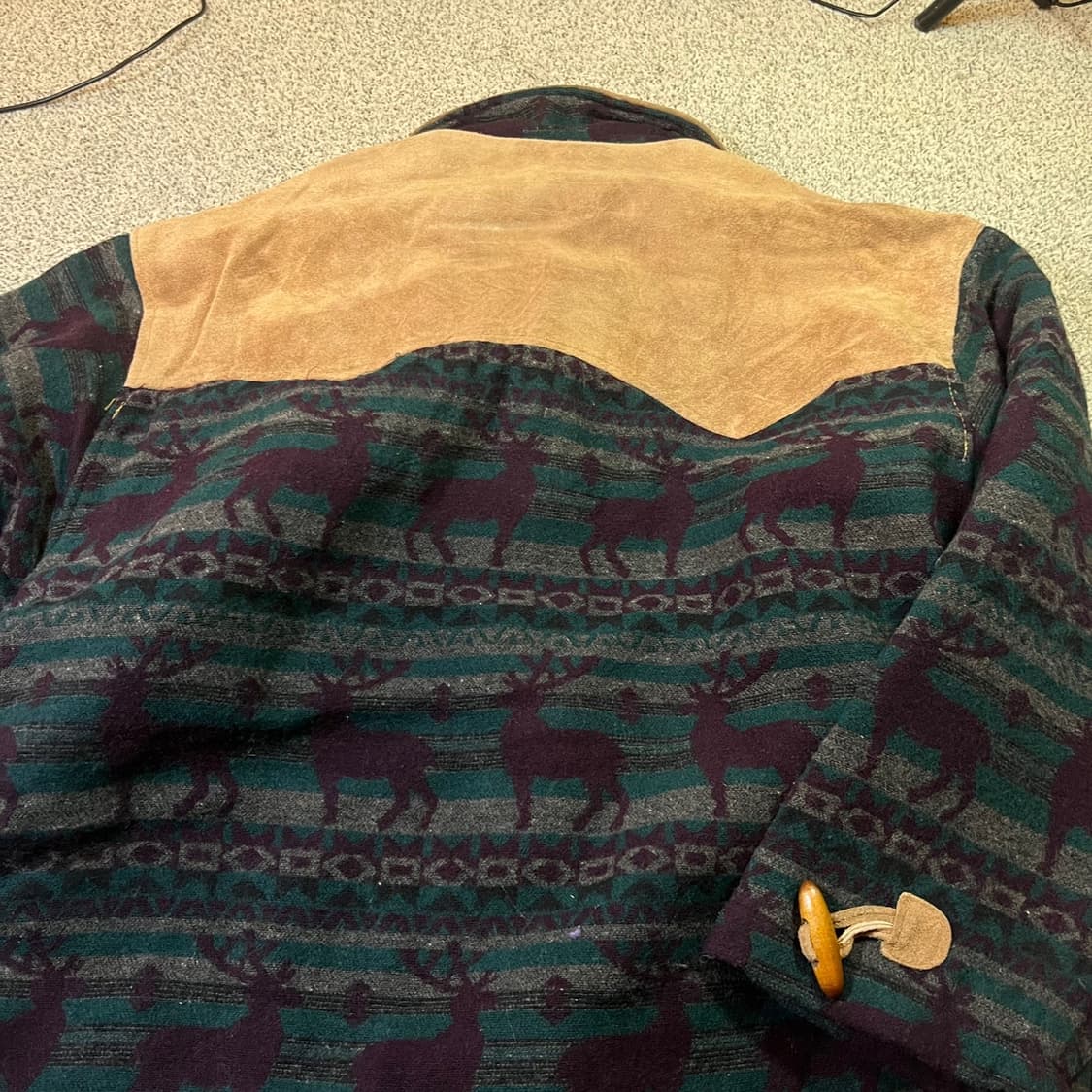 VTG 빈티지 페어아일 노르딕 스웨이드 하프 더플 코트 상품이미지3