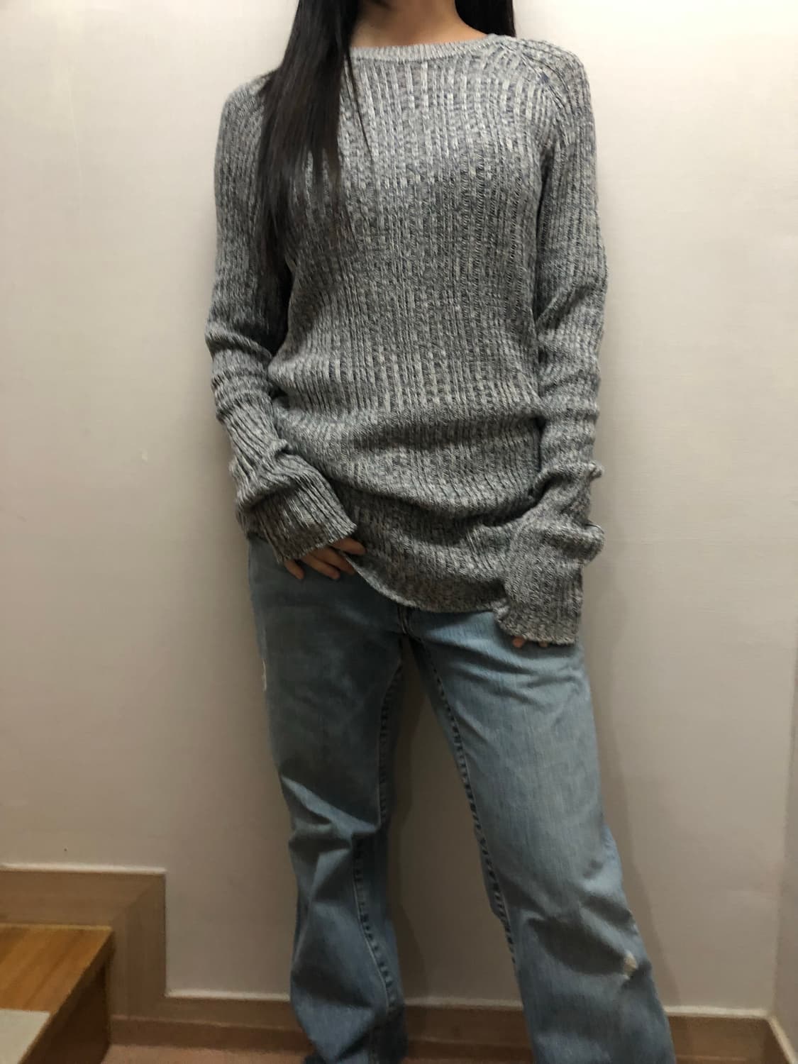 빈티지 버커루 라이트 그레이 니트 상품이미지3