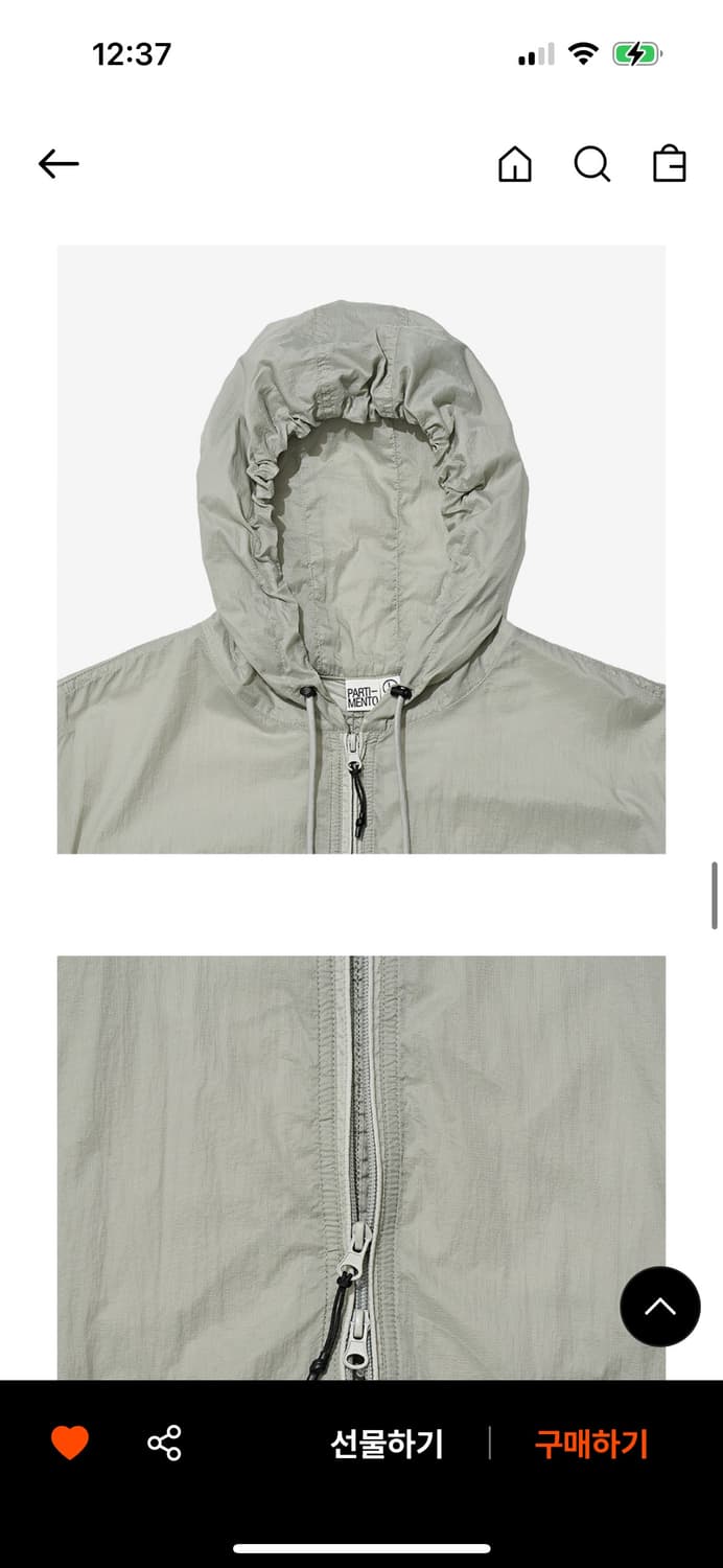 파르티멘토 Puckering Sheer Hood Zip-up Gray 상품이미지3